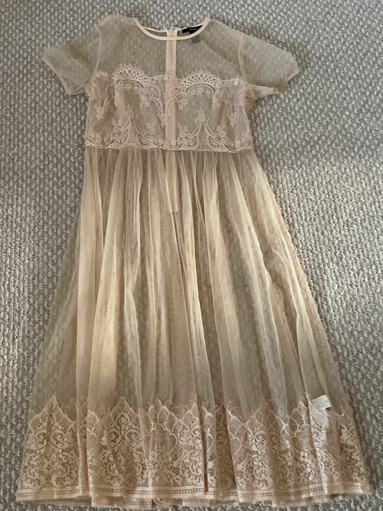 Forever 21 Dresses & Skirts - Forever 21 Sheer Lace Tulle Dress in Beige